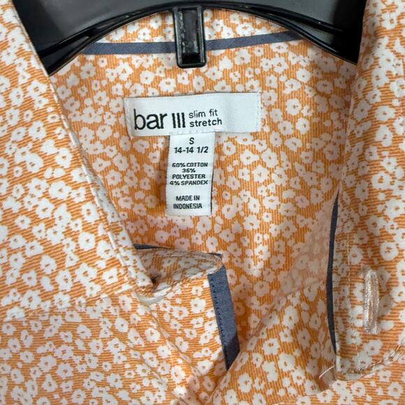 Bar III Men's Slim-Fit Wave Floral Dress Shirt, Apricot 14-14.5 32-33 $70 - Picture 6 of 7
